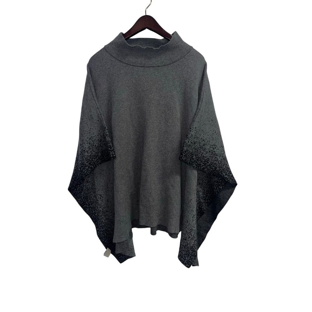 INDIGENOUS Organic Cotton Hand Loomed Poncho Grey Ombre One Size